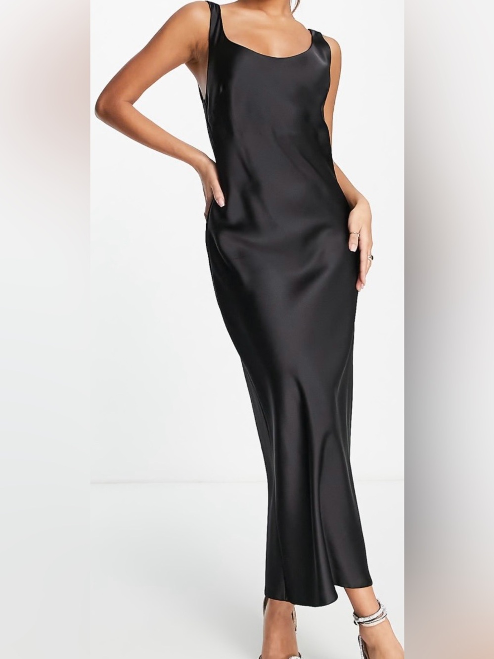 ASOS DESIGN scoop neck midi satin slip dress